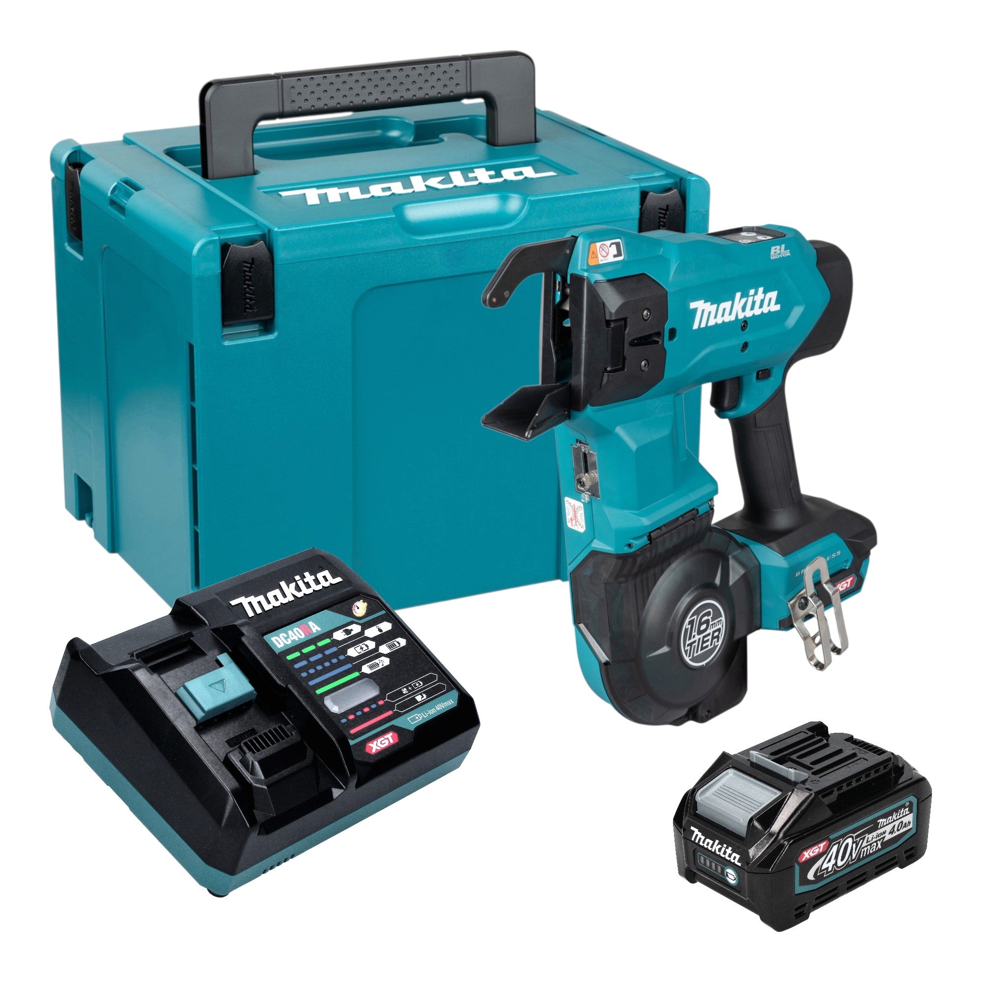 Makita TR 001 GM101 Akku Bewehrungsverbinder 40 V max 1 6 mm Brushless 1x Akku 4 0 Ah Ladegeraet Makpac 0 - toolbrothers