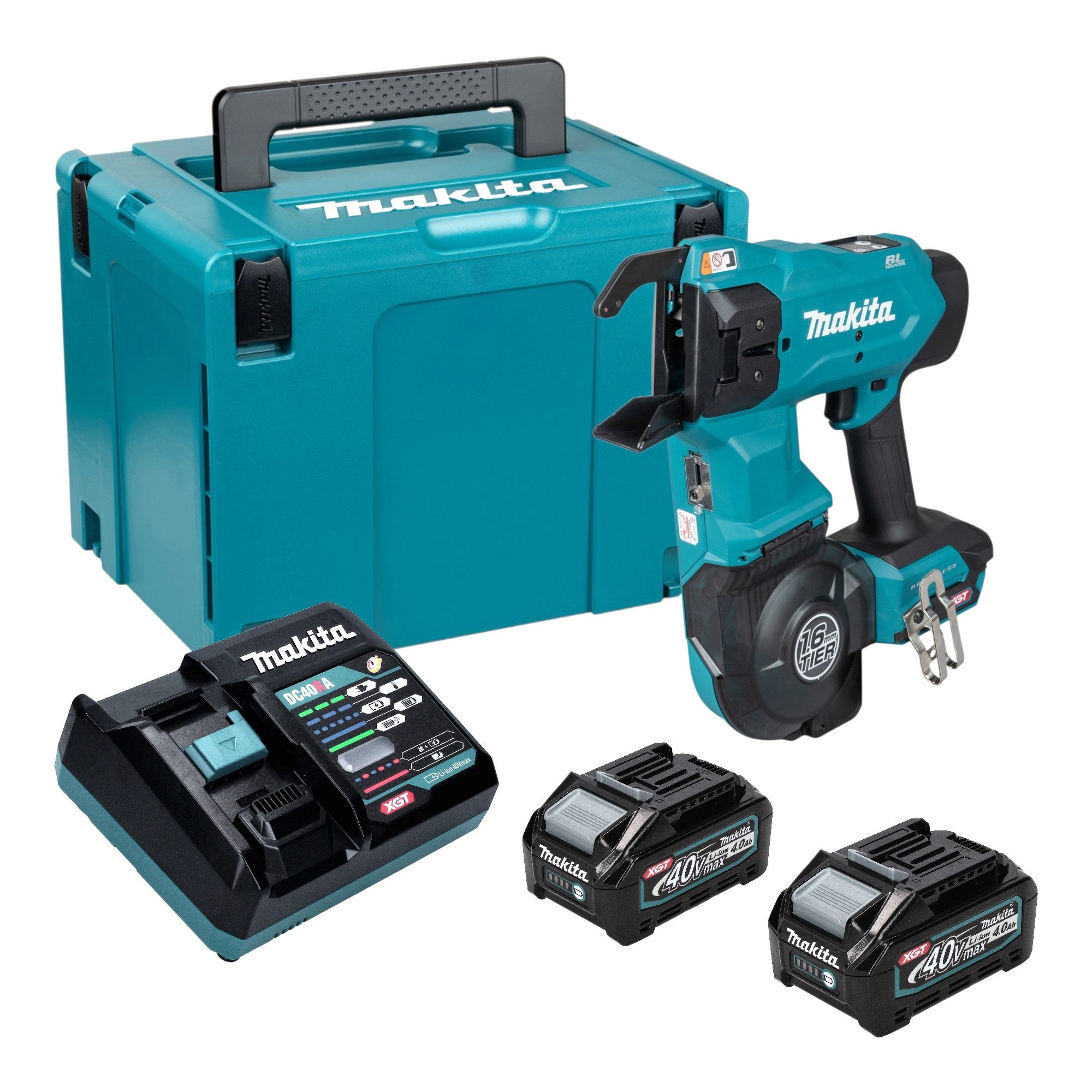 Makita TR 001 GM201 Akku Bewehrungsverbinder 40 V max 1 6 mm Brushless 2x Akku 4 0 Ah Ladegeraet Makpac 0 - toolbrothers
