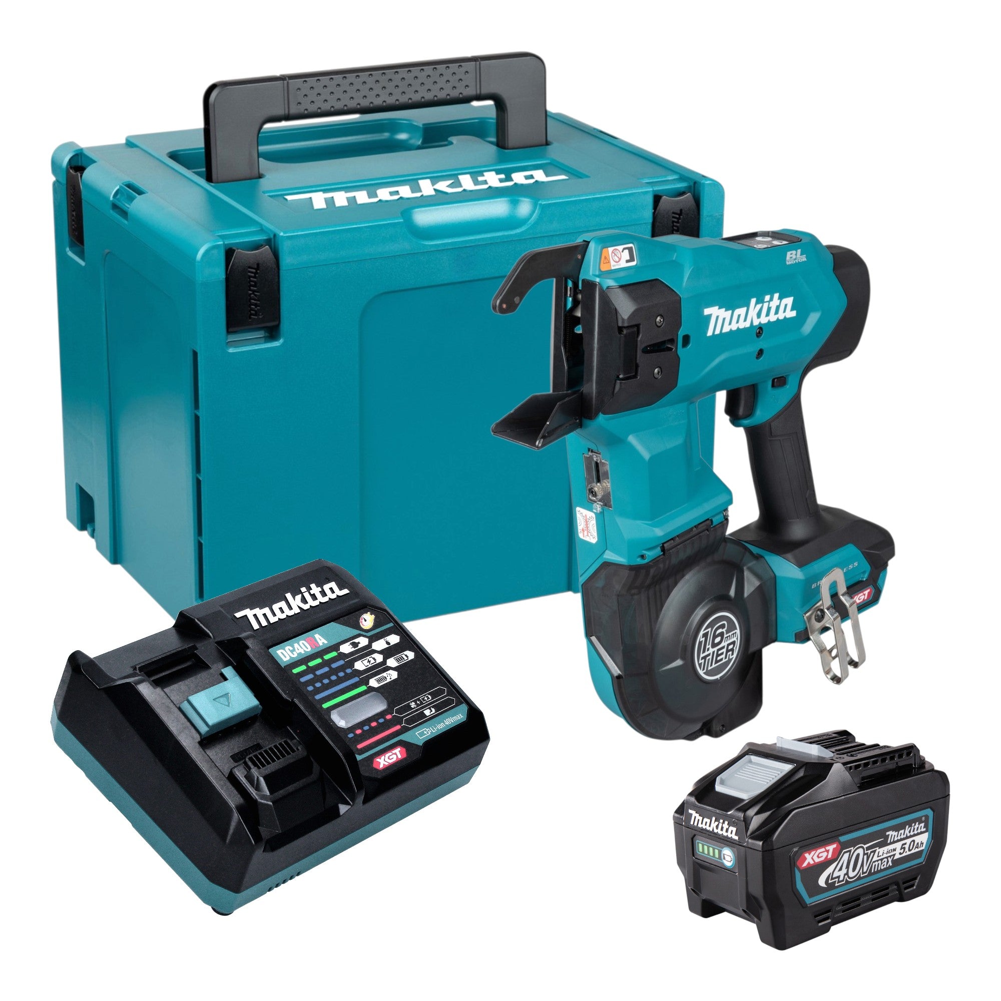Makita TR 001 GT101 Akku Bewehrungsverbinder 40 V max 1 6 mm Brushless 1x Akku 5 0 Ah Ladegeraet Makpac 0 - toolbrothers