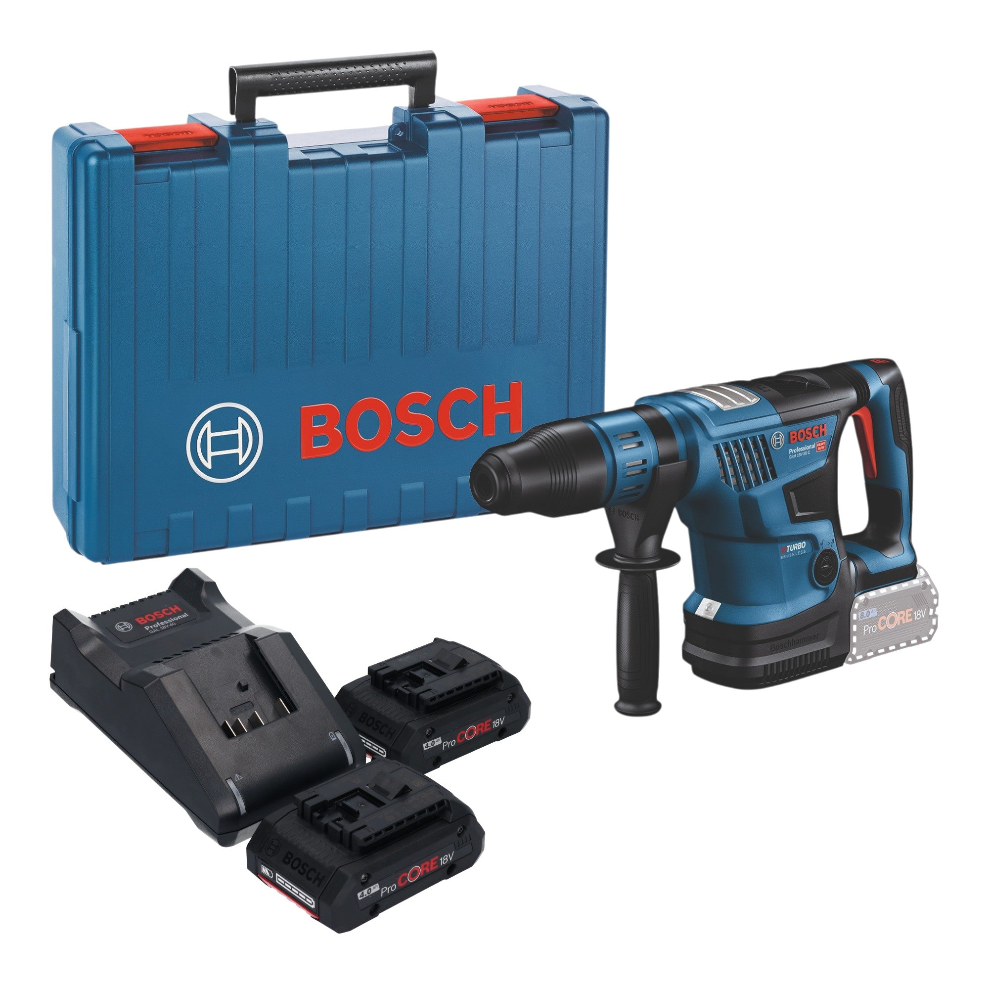 Bosch GBH 18V 36 C Professional Akku Bohrhammer 18 V 7 J SDS max Brushless 2x ProCORE Akku 4 0 Ah Ladegeraet Koffer 0 - toolbrothers