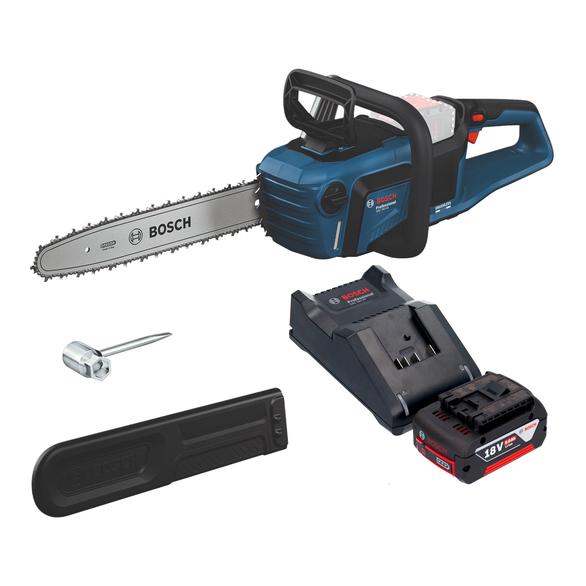 Bosch GKE 18V 40 Professional Akku Kettensaege 18 V 40 cm Brushless 1x Akku 5 0 Ah Ladegeraet 0 - toolbrothers