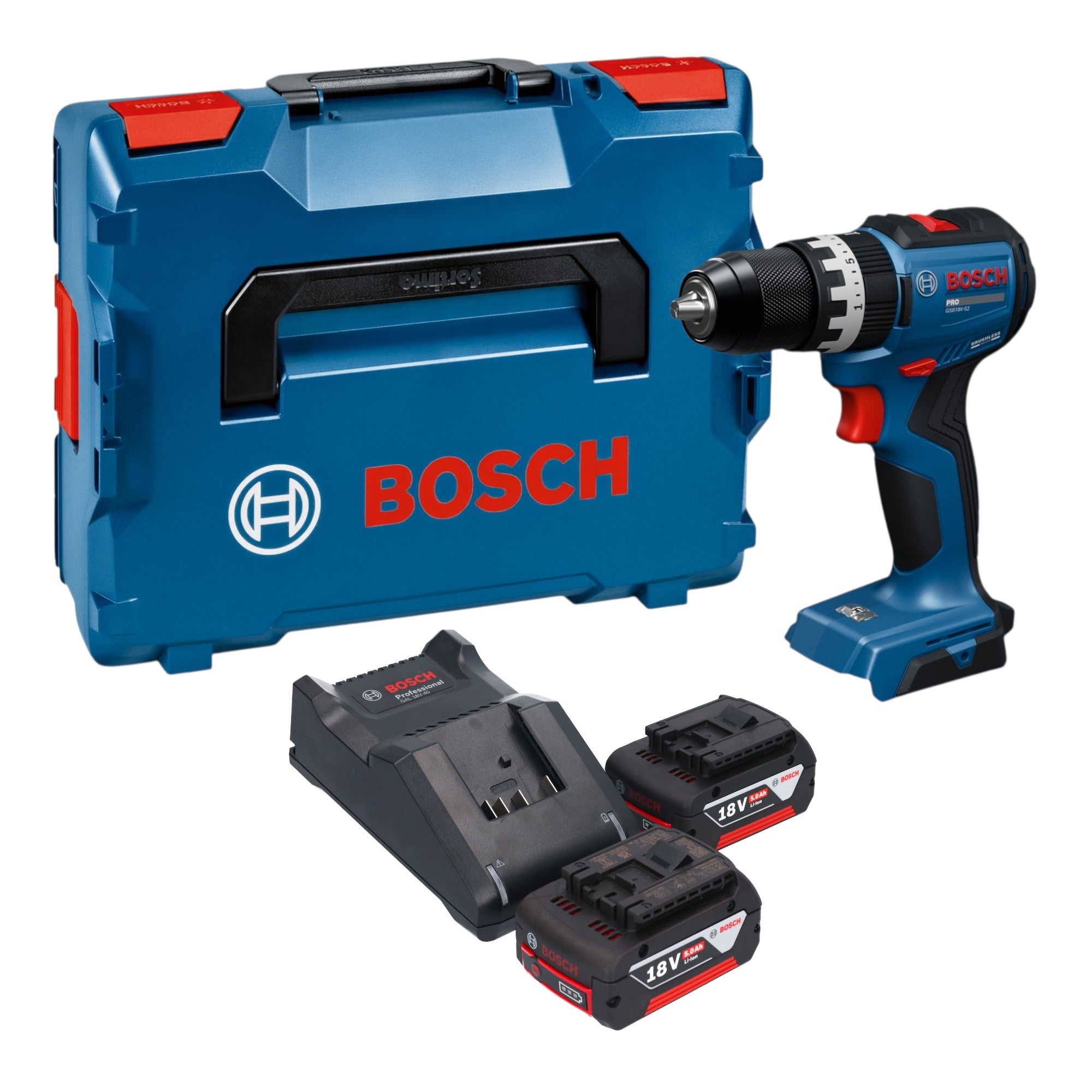 Bosch GSB 18V 52 Professional Akku Schlagbohrschrauber 18 V 70 Nm Brushless 2x Akku 5 0 Ah Ladegeraet L Boxx 0 - toolbrothers