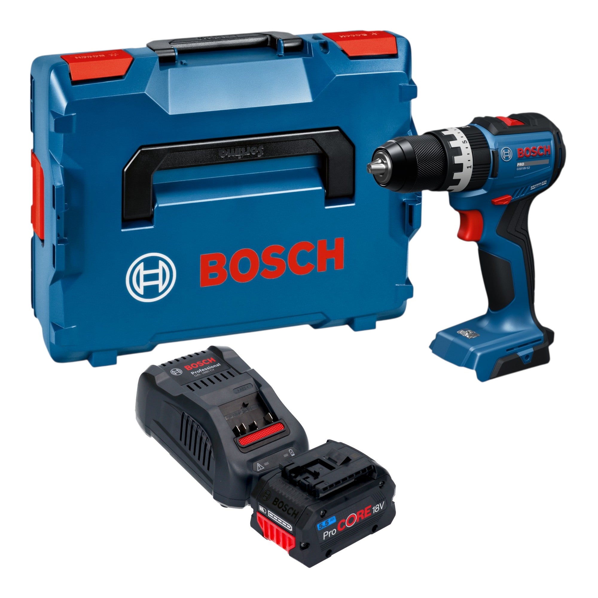 Bosch GSB 18V 52 Professional Akku Schlagbohrschrauber 18 V 70 Nm Brushless 1x ProCORE Akku 5 5 Ah Ladegeraet L Boxx 0 - toolbrothers