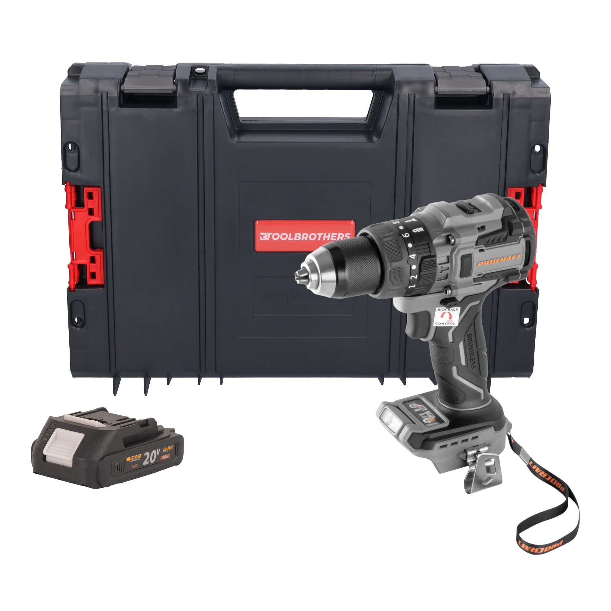 Procraft Industrial CD20B BB Akku Schlagbohrschrauber 20 V 150 Nm Brushless 1x Akku 2 0 Ah RHINO Toolcase ohne Ladegeraet 0 - toolbrothers