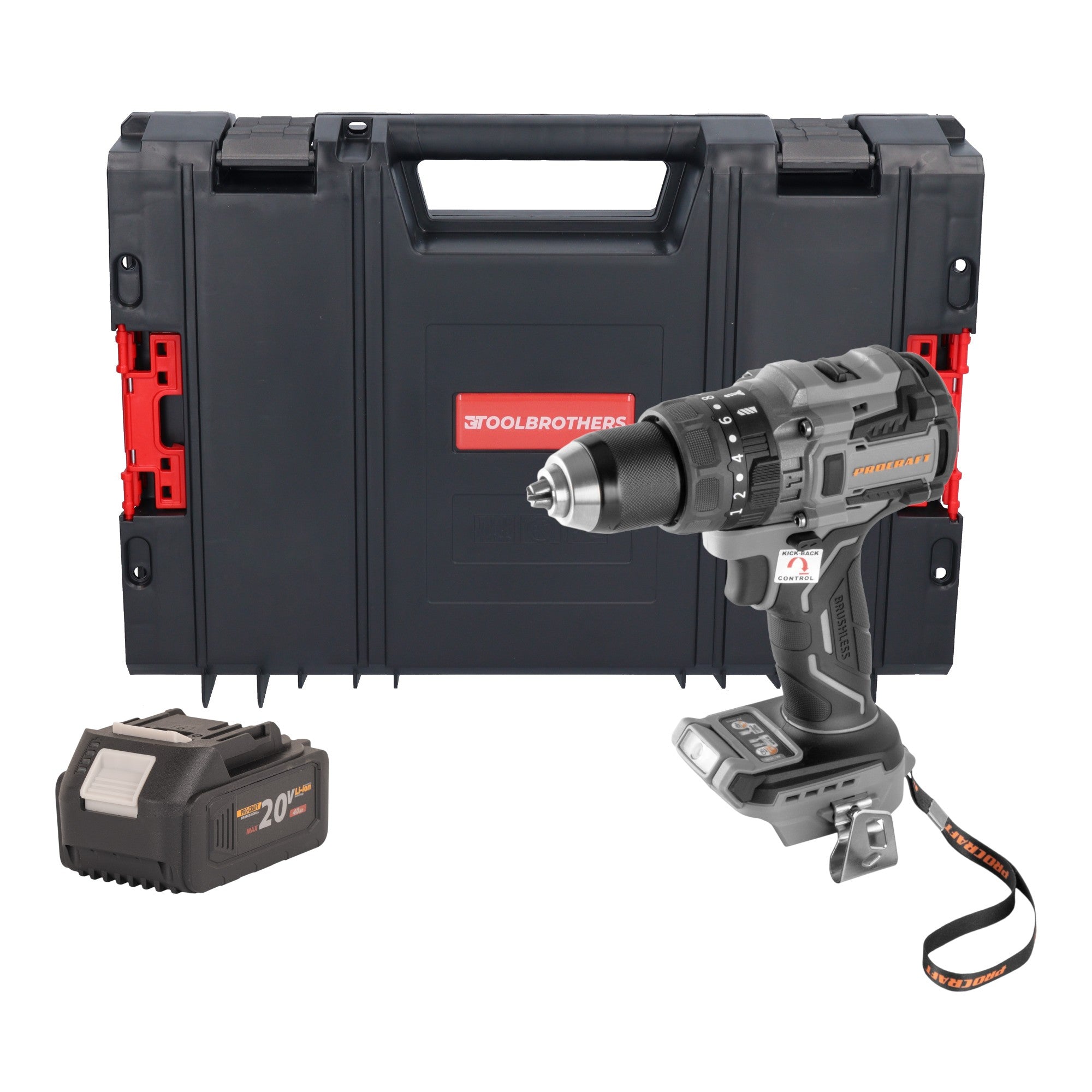 Procraft Industrial CD20B BB Akku Schlagbohrschrauber 20 V 150 Nm Brushless 1x Akku 4 0 Ah RHINO Toolcase ohne Ladegeraet 0 - toolbrothers
