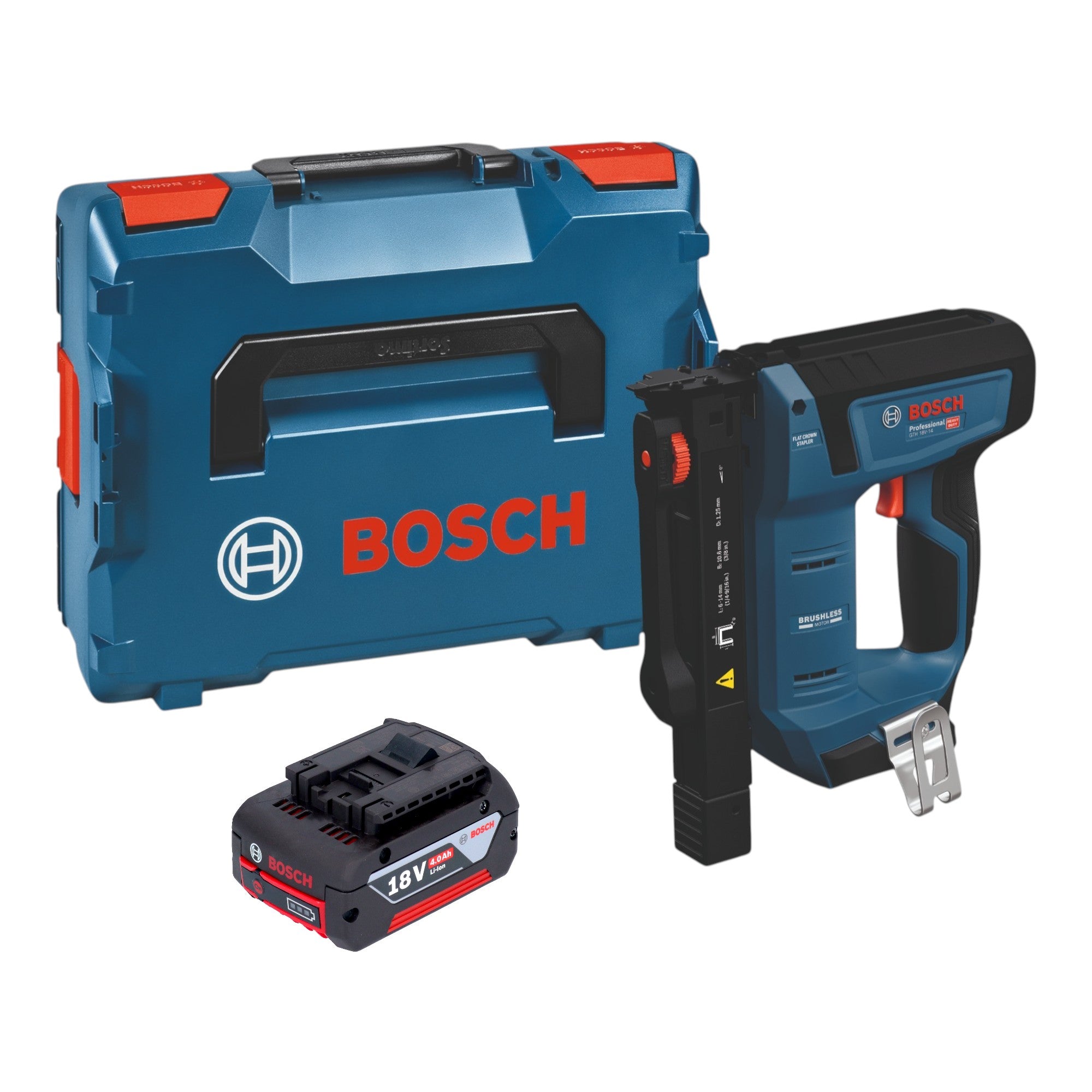 Bosch GTH 18V 14 Akku Holzklammerer 18 V 10 6 x 6 14 mm Brushless 1x Akku 4 0 Ah L Boxx ohne Ladegeraet 0 - toolbrothers