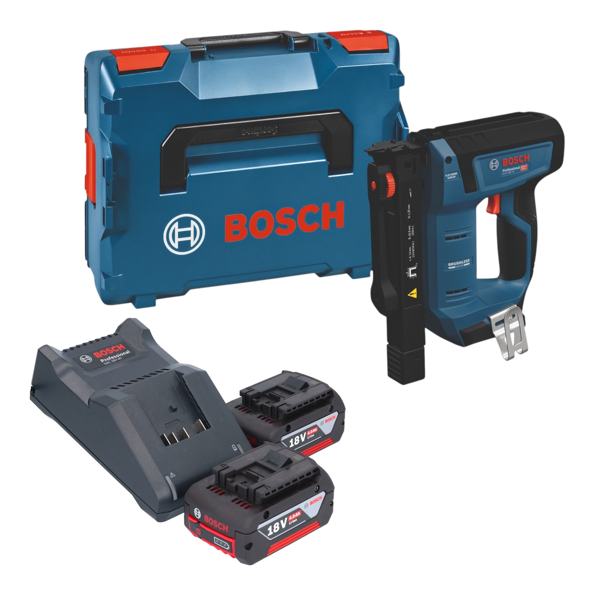 Bosch GTH 18V 14 Akku Holzklammerer 18 V 10 6 x 6 14 mm Brushless 2x Akku 4 0 Ah Ladegeraet L Boxx 0 - toolbrothers