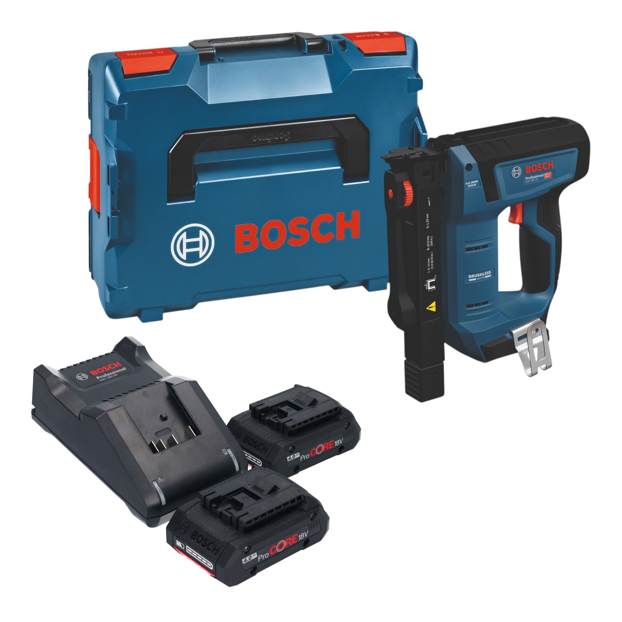 Bosch GTH 18V 14 Akku Holzklammerer 18 V 10 6 x 6 14 mm Brushless 2x ProCORE Akku 4 0 Ah Ladegeraet L Boxx 0 - toolbrothers