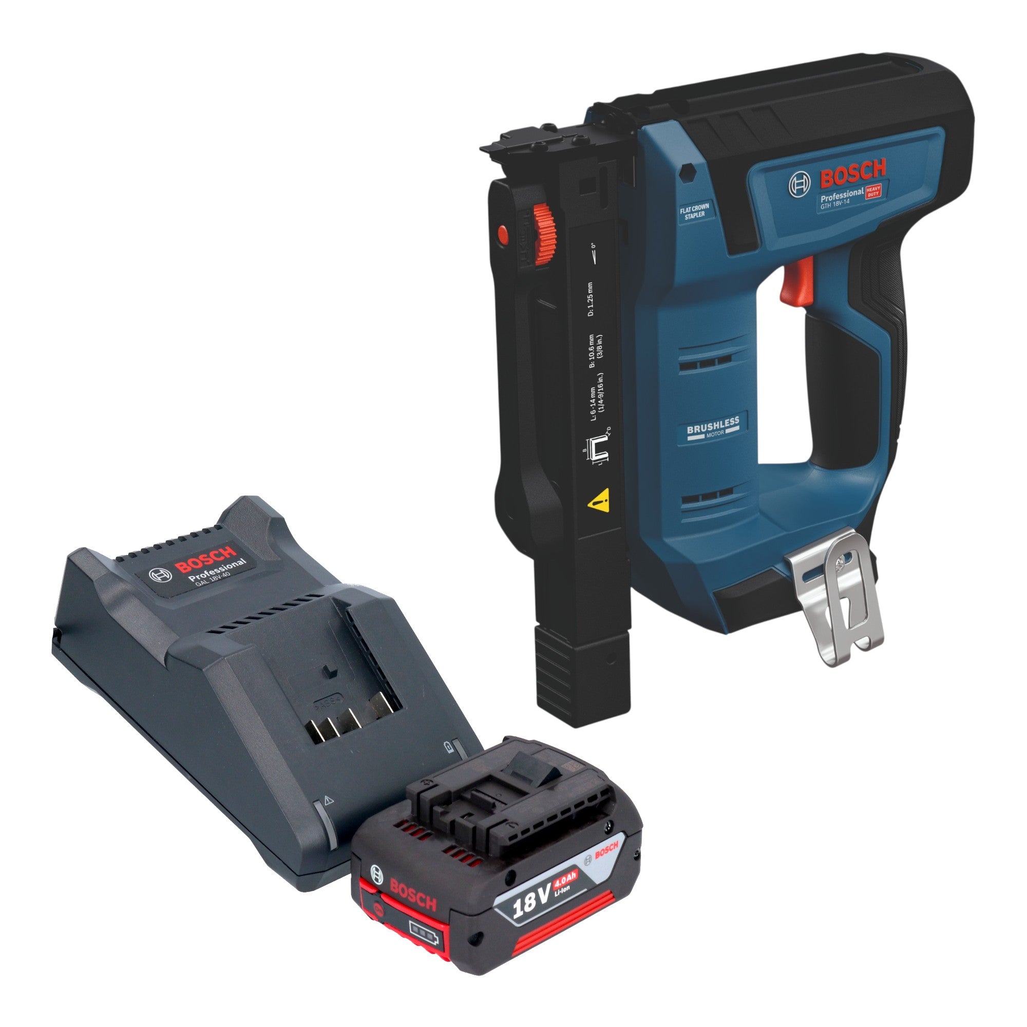 Bosch GTH 18V 14 Akku Holzklammerer 18 V 10 6 x 6 14 mm Brushless 1x Akku 4 0 Ah Ladegeraet 0 - toolbrothers