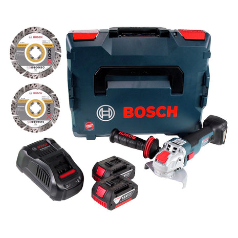 Bosch GWX 18V-10 C Akku Winkelschleifer 18V 125mm brushless X-LOCK + 2x Akku 3,0Ah + Ladegerät + 2x Diamant Trennscheiben X-LOCK 125x22,23mm + L-BOXX - Toolbrothers