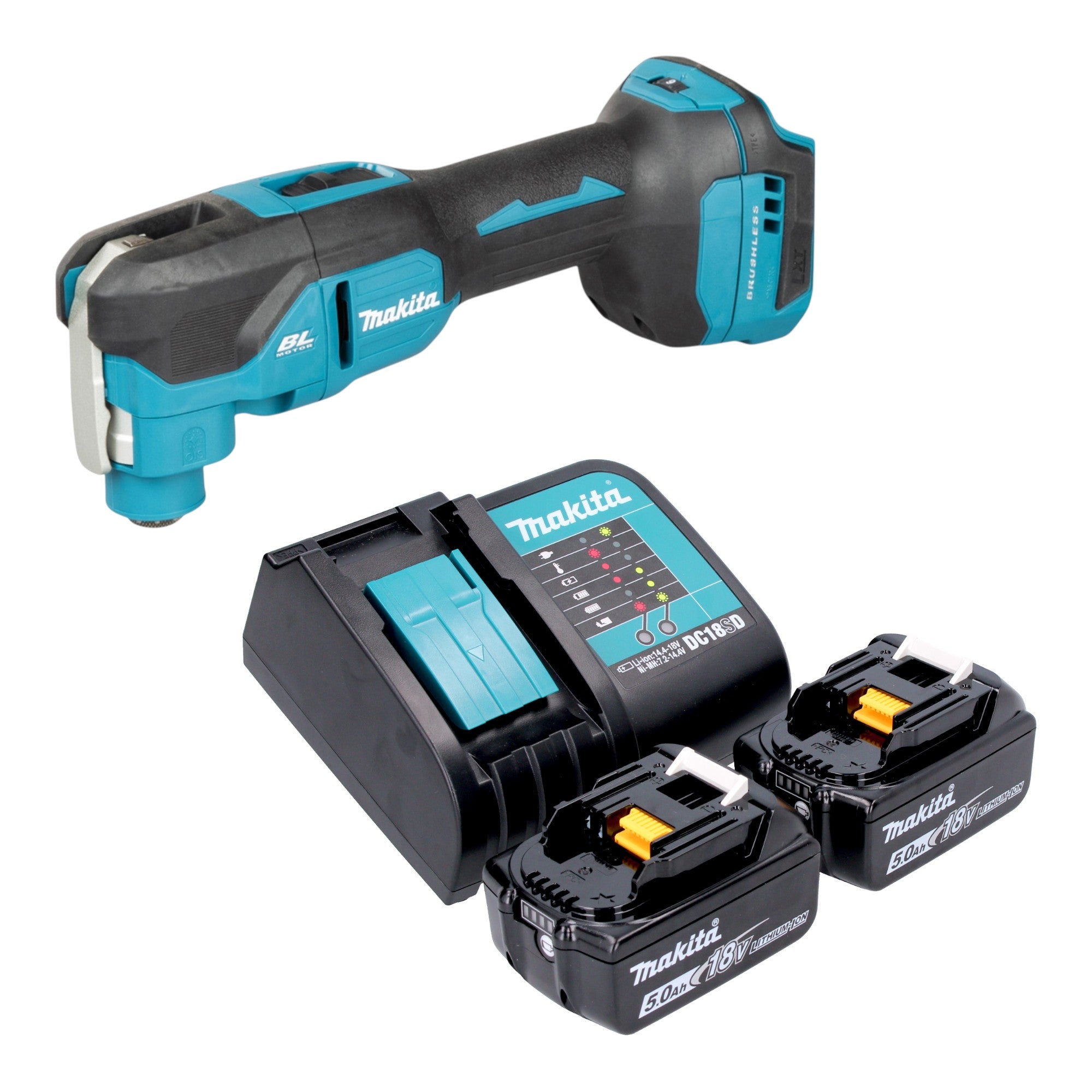Makita DTM 53 ST Akku Multifunktionswerkzeug 18 V OIS Starlock Brushless 2x Akku 5 0 Ah Ladegeraet 0 - toolbrothers