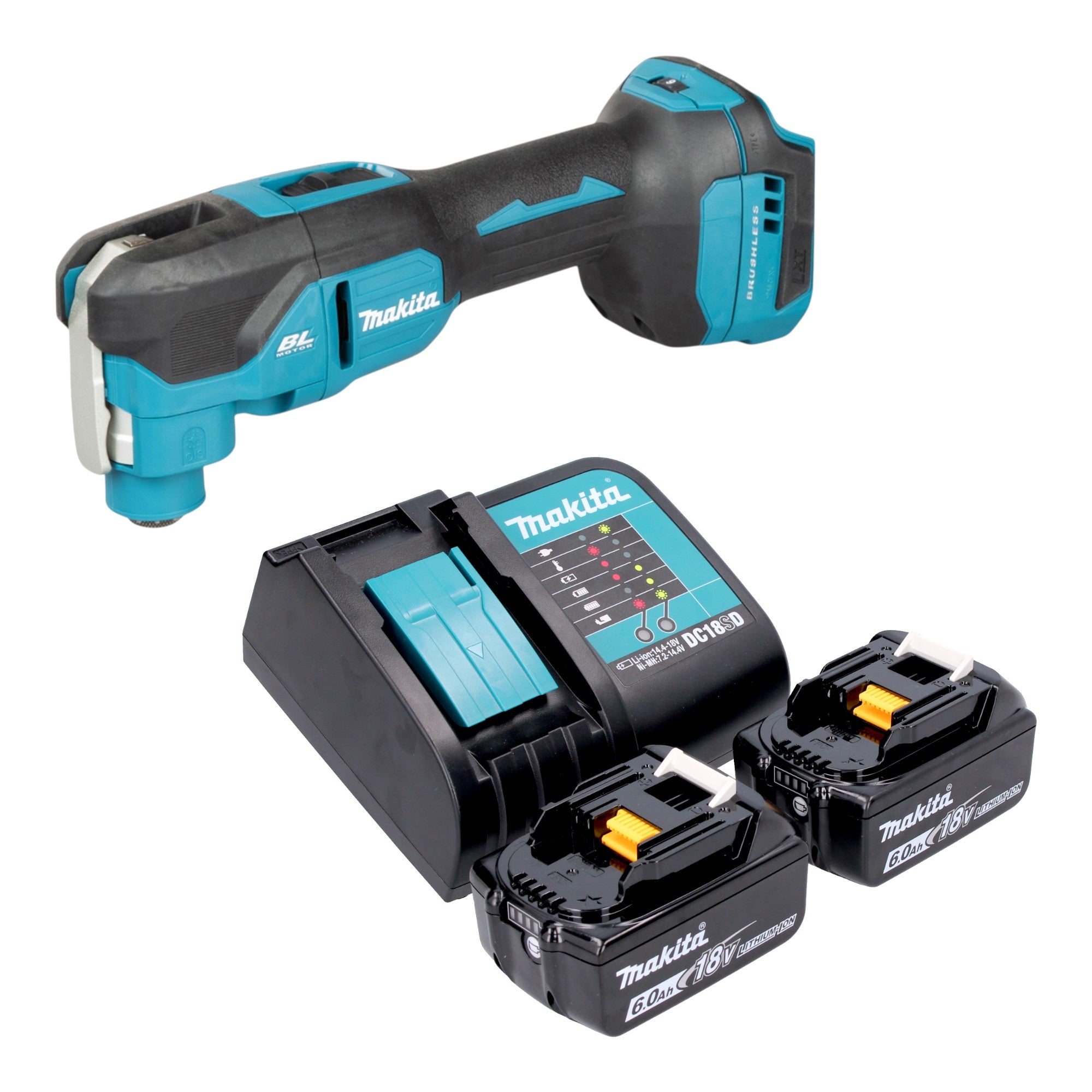 Makita DTM 53 SG Akku Multifunktionswerkzeug 18 V OIS Starlock Brushless 2x Akku 6 0 Ah Ladegeraet 0 - toolbrothers