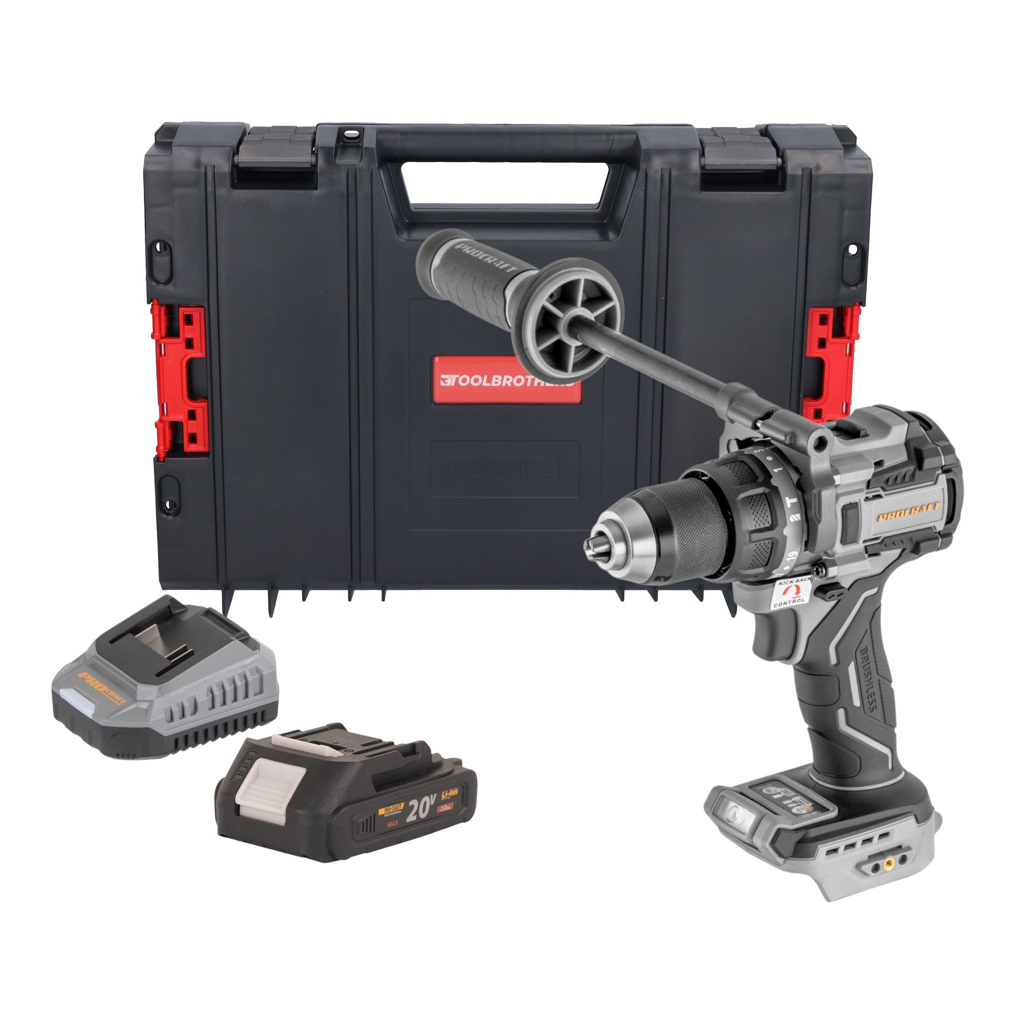 ProCraft Industrial CD20C BB Akku Schlagbohrschrauber 20 V 120 Nm Brushless 1x Akku 2 0 Ah Ladegeraet RHINO Toolcase 0 - toolbrothers