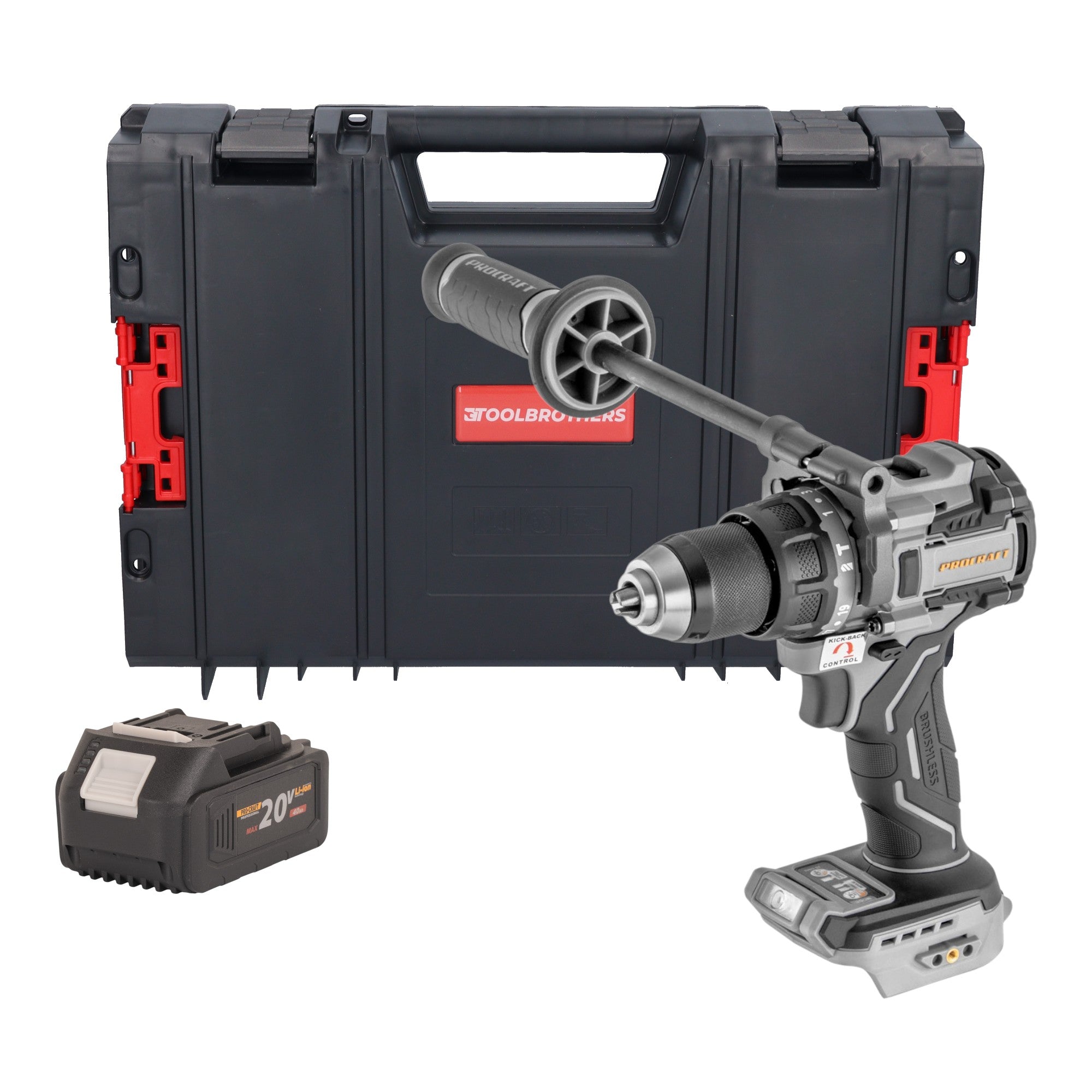 ProCraft Industrial CD20C BB Akku Schlagbohrschrauber 20 V 120 Nm Brushless 1x Akku 4 0 Ah RHINO Toolcase ohne Ladegeraet 0 - toolbrothers