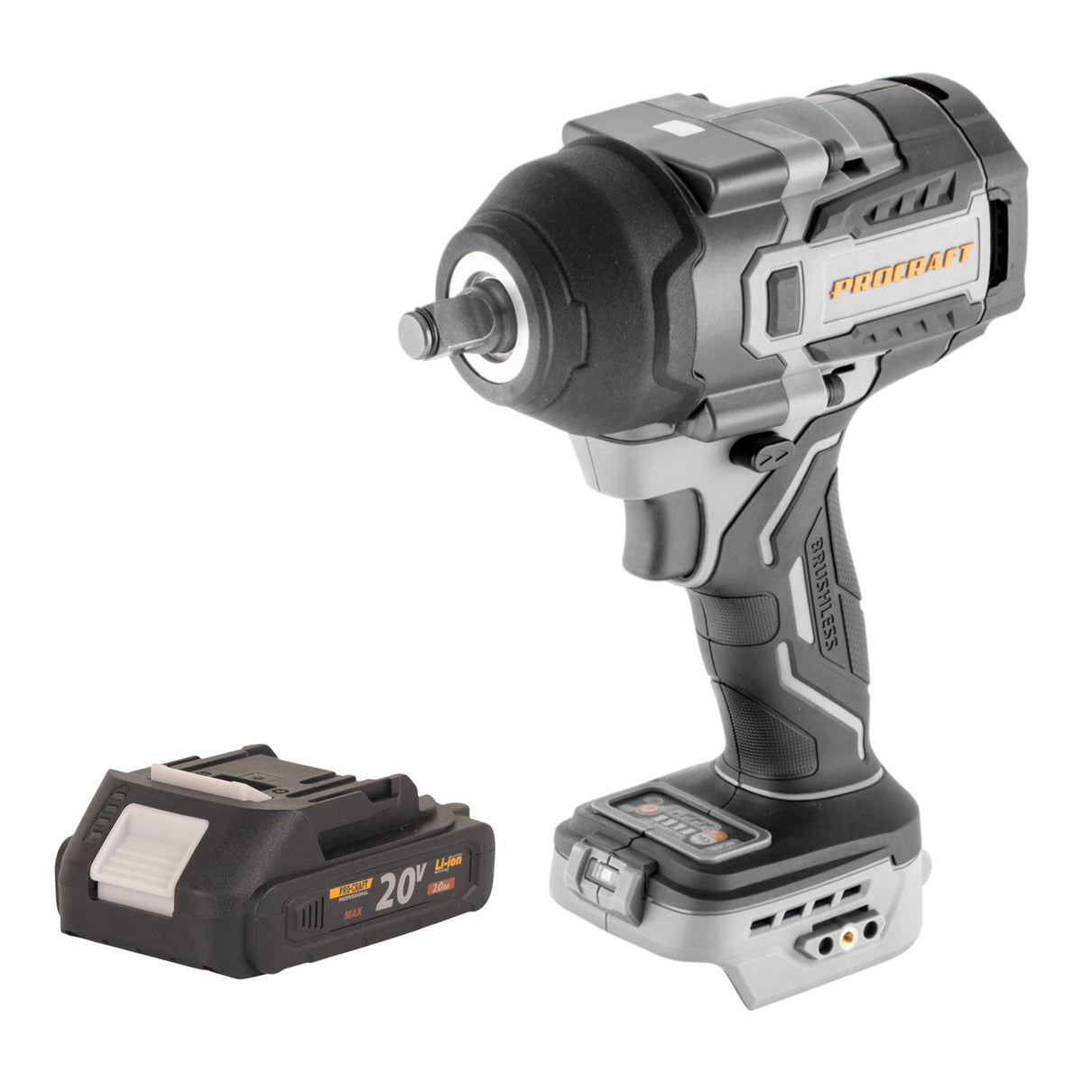 Wkrętarka udarowa akumulatorowa ProCraft Industrial IW850A-BB 20 V 850 Nm 1/2" bezszczotkowa + 1x akumulator 2,0 Ah – bez ładowarki