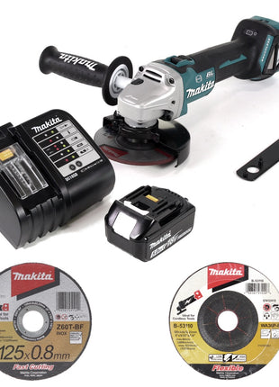 Makita DGA 513 ST1 Akku Winkelschleifer 18 V 125mm Brushless + 1x Akku 5,0Ah + Ladegerät + 28x Scheibe - Toolbrothers