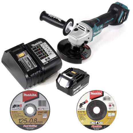 Makita DGA 517 SF1 Akku Winkelschleifer 18 V 125 mm Brushless + 1x Akku 3,0 Ah + Ladegerät + 26x Scheibe - Toolbrothers