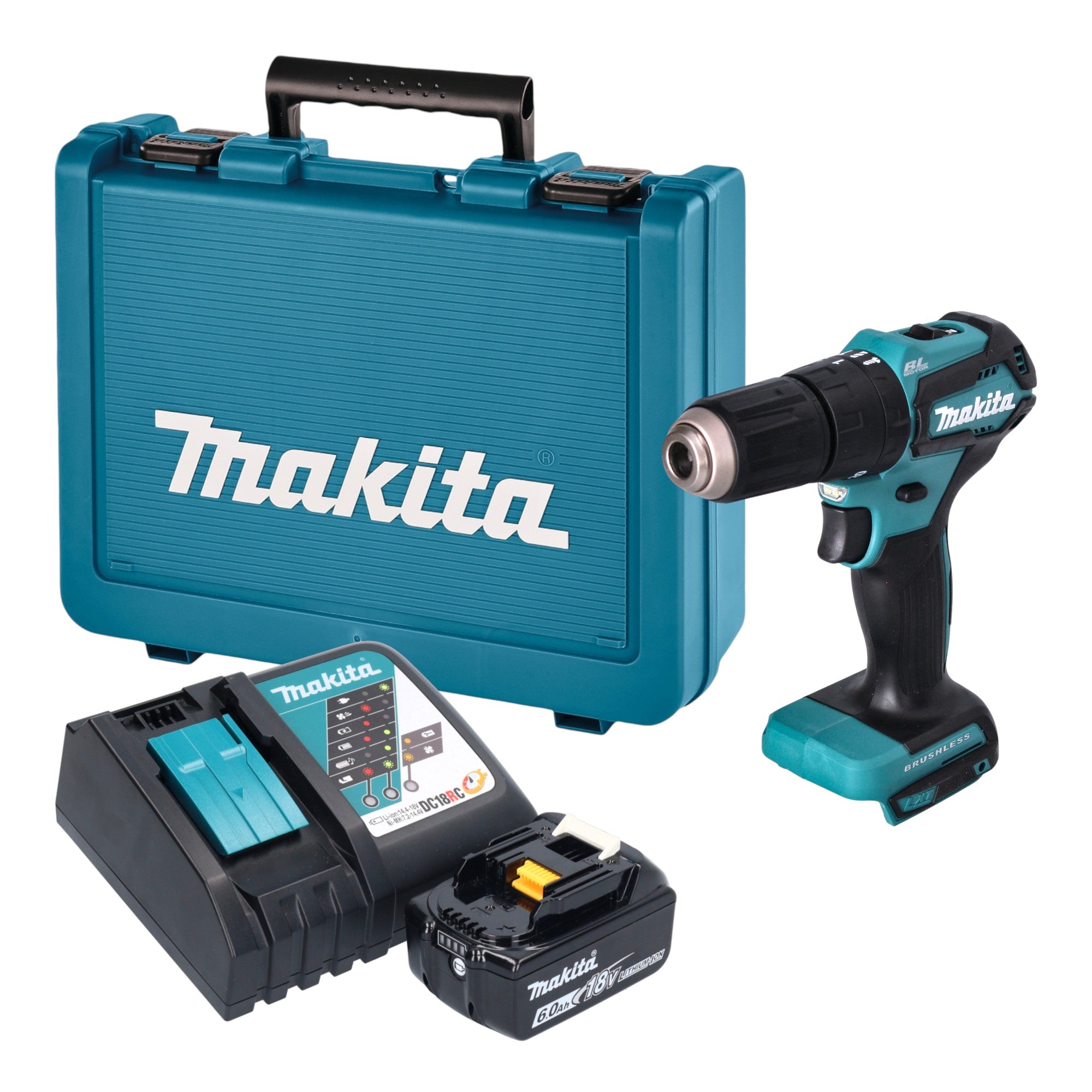 Makita DHP 483 RG1E Akku Schlagbohrschrauber 18 V 40 Nm Brushless 1x Akku 6 0 Ah Ladegeraet Koffer 0 - toolbrothers