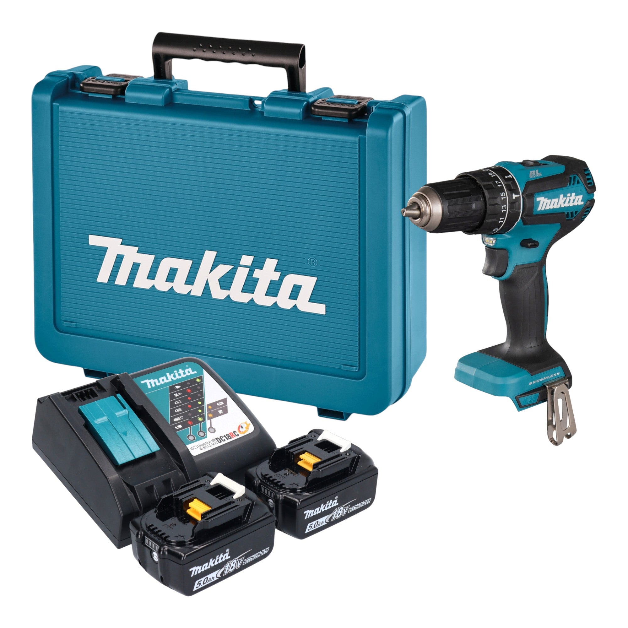 Makita DHP 485 RTE Akku Schlagbohrschrauber 18 V 50 Nm Brushless 2x Akku 5 0 Ah Ladegeraet Koffer 0 - toolbrothers
