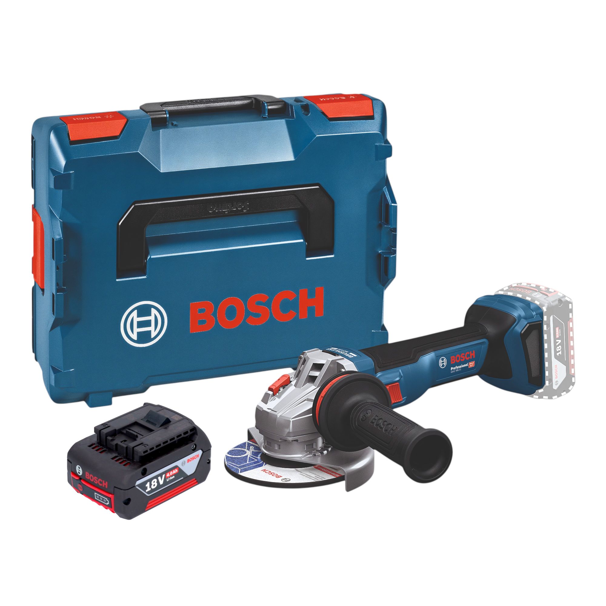Bosch GWS 18V 11 Professional Akku Winkelschleifer 18 V 125 mm Brushless 1x Akku 4 0 Ah L Boxx ohne Ladegeraet 0 - toolbrothers