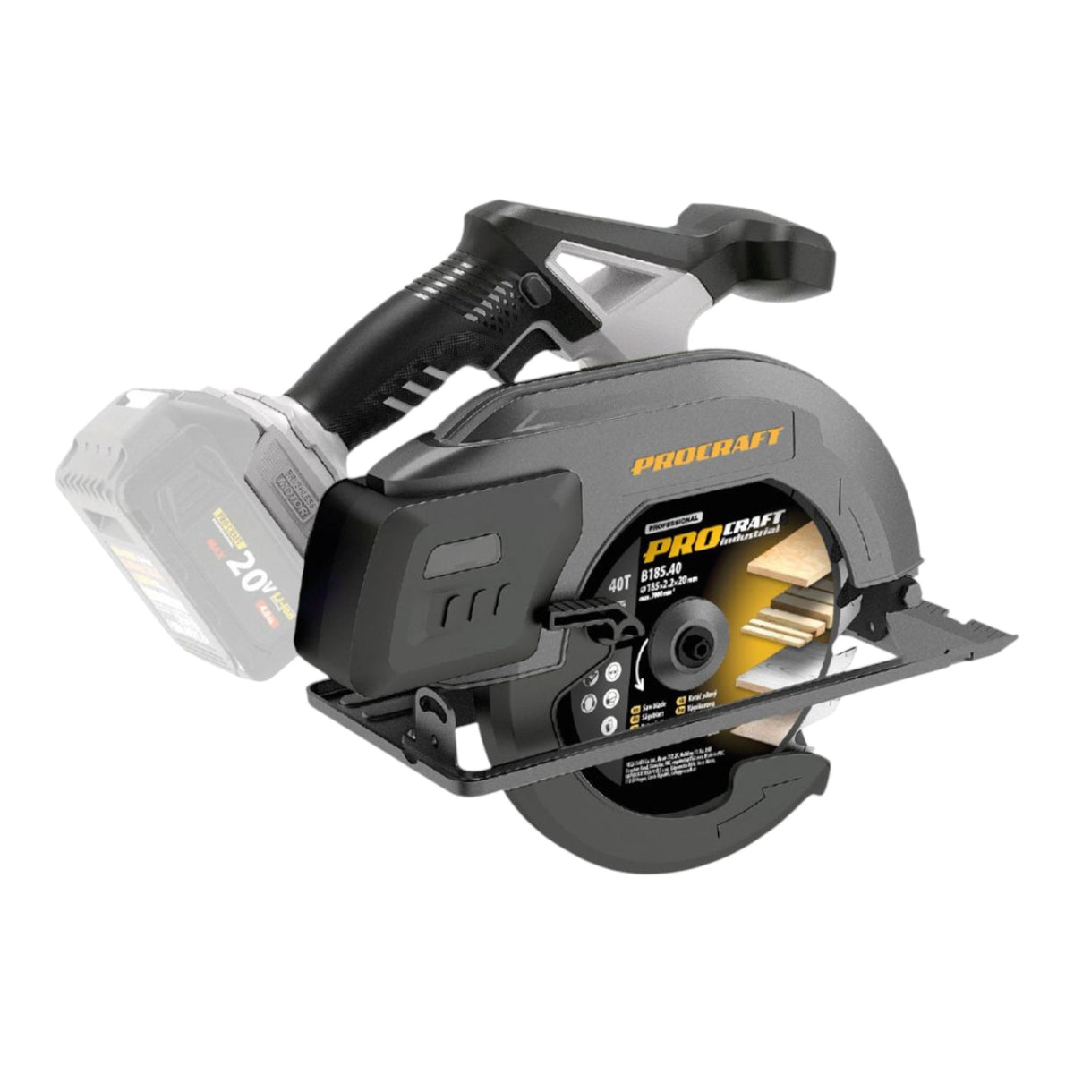 Procraft Industrial CS185A-BB Akumulatorowa ręczna piła tarczowa 20 V 185 mm Brushless Solo – bez akumulatora, bez ładowarki