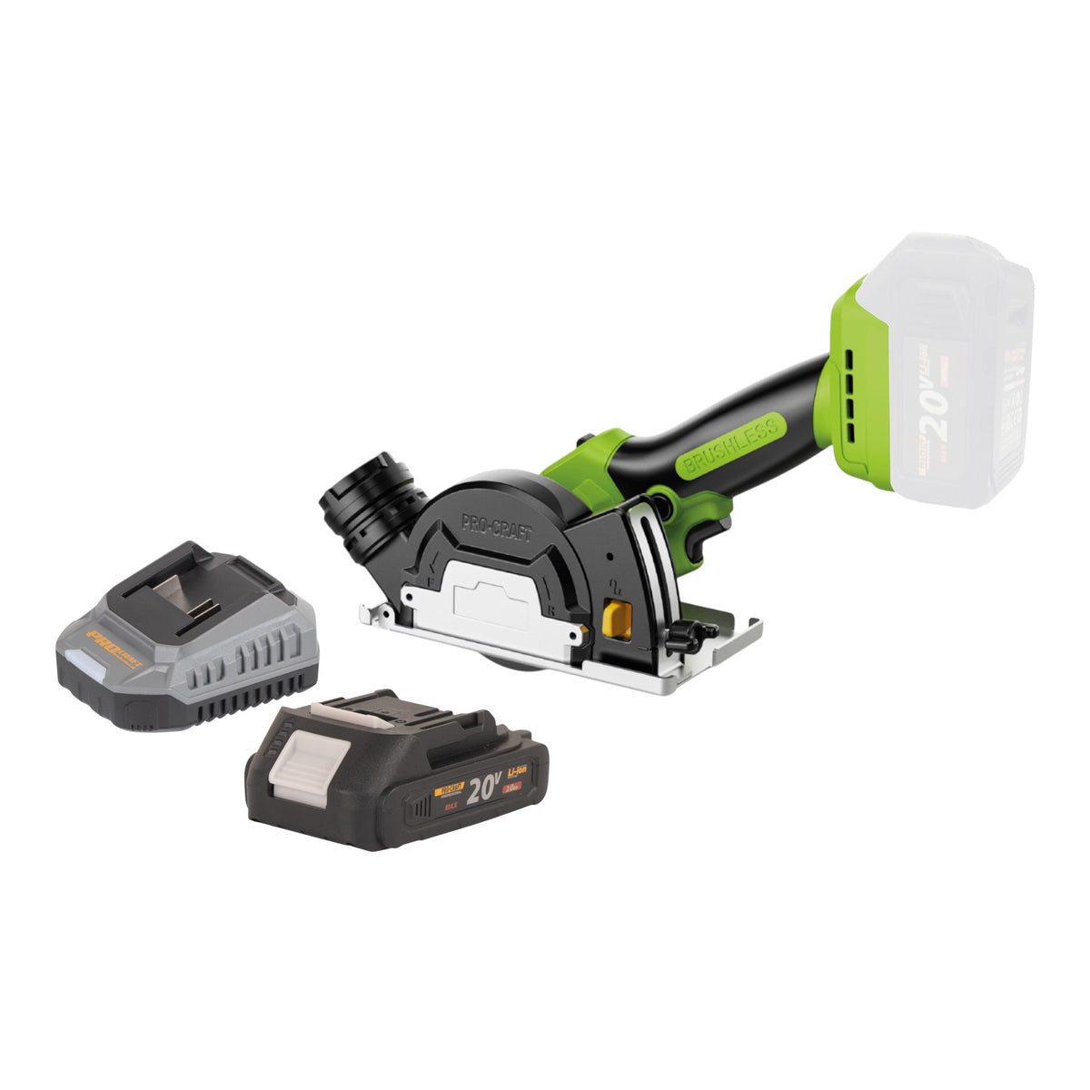 Procraft PCA16-BB Mini akumulatorowa piła uniwersalna 20 V 85 mm bezszczotkowa + 1x akumulator 2,0 Ah + ładowarka