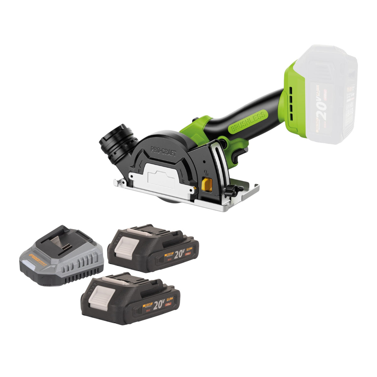 Procraft PCA16-BB Mini akumulatorowa piła uniwersalna 20 V 85 mm bezszczotkowa + 2x akumulator 2,0 Ah + ładowarka