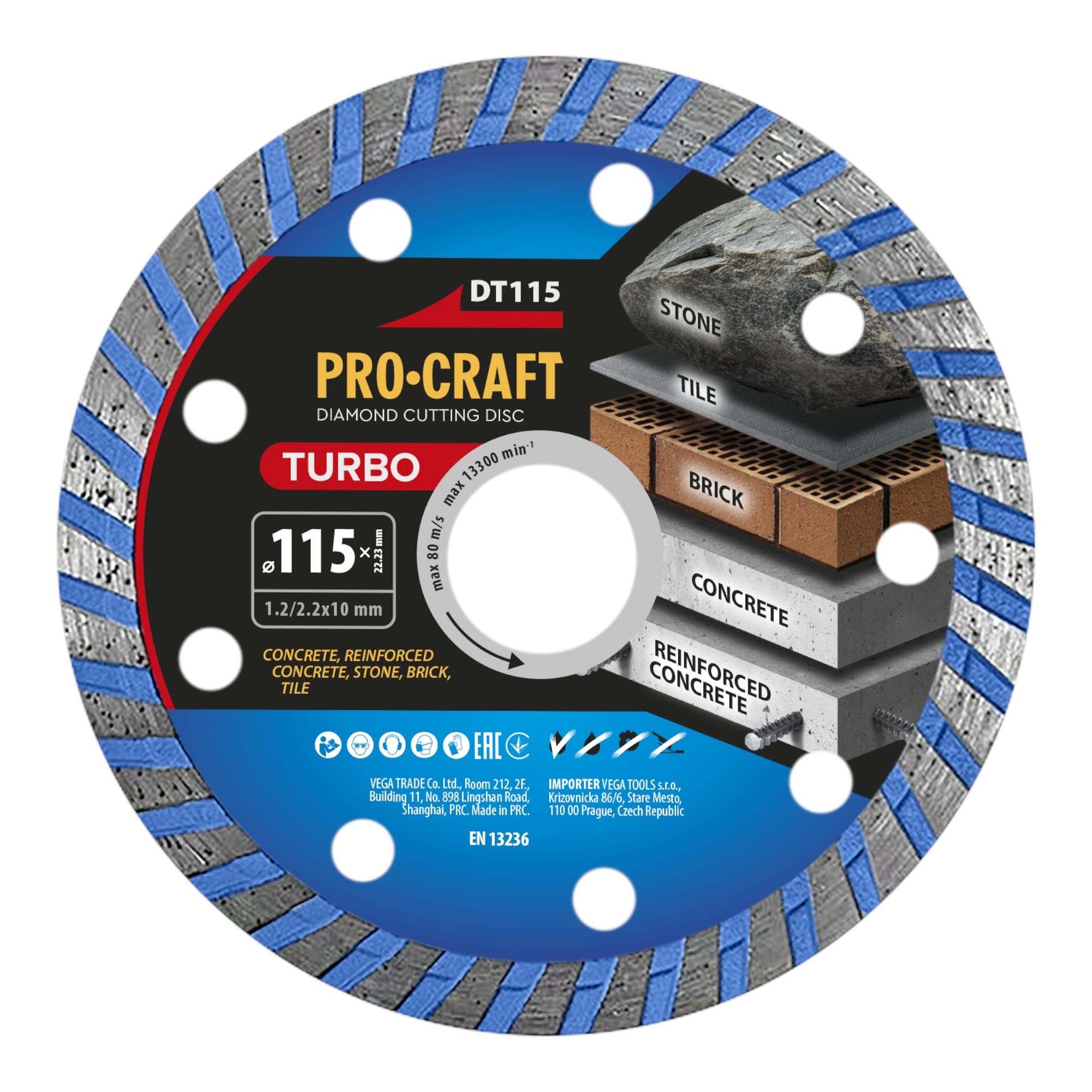 Procraft DT115 Diamanttrennscheibe Turbo 115 x 22 23 mm 0 - toolbrothers