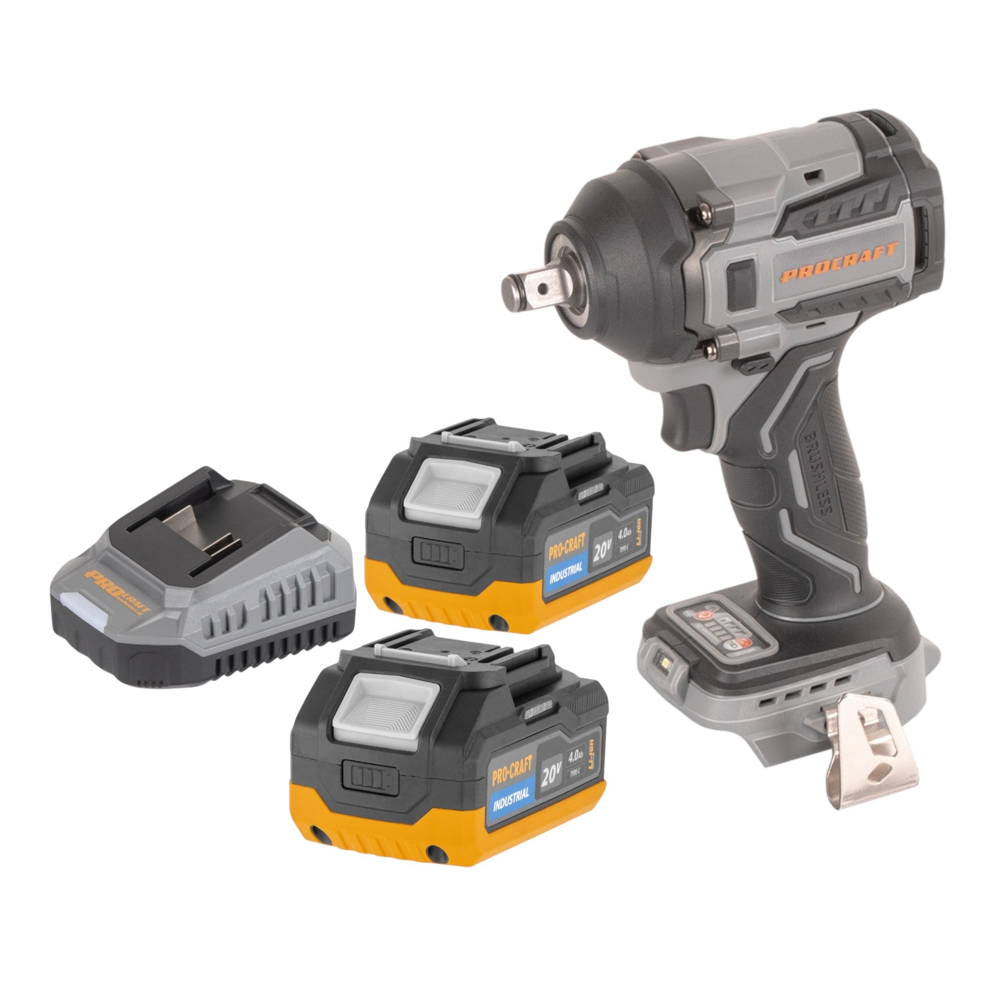 Procraft Industrial IW550Abb Akku Schlagschrauber 20 V 550 Nm 1 2 2x Akku 4 0 Ah Ladegeraet 0 - toolbrothers