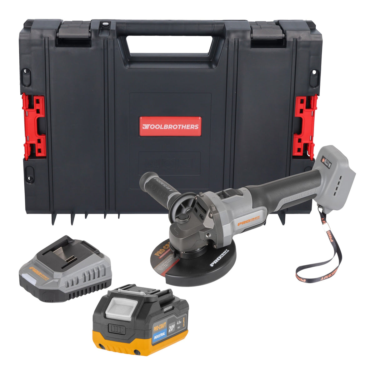 Procraft Industrial AG125Abb Akumulatorowa szlifierka kątowa 20 V 125 mm Brushless Solo - bez akumulatora, bez ładowarki