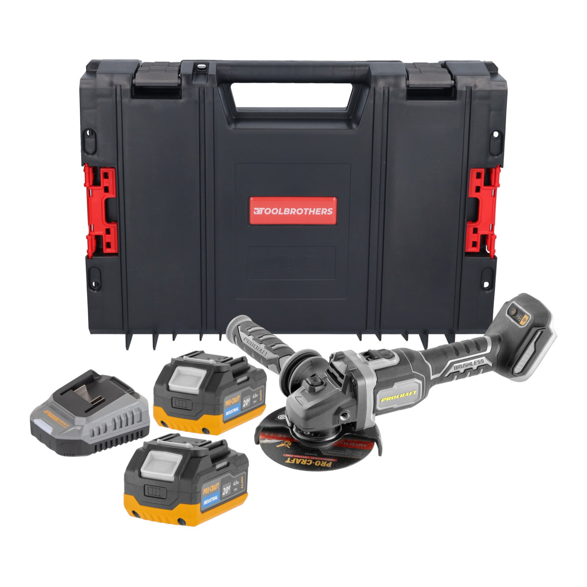 Procraft Industrial AG125Bbb Akumulatorowa szlifierka kątowa 20 V 125 mm Brushless Solo – bez akumulatora, bez ładowarki