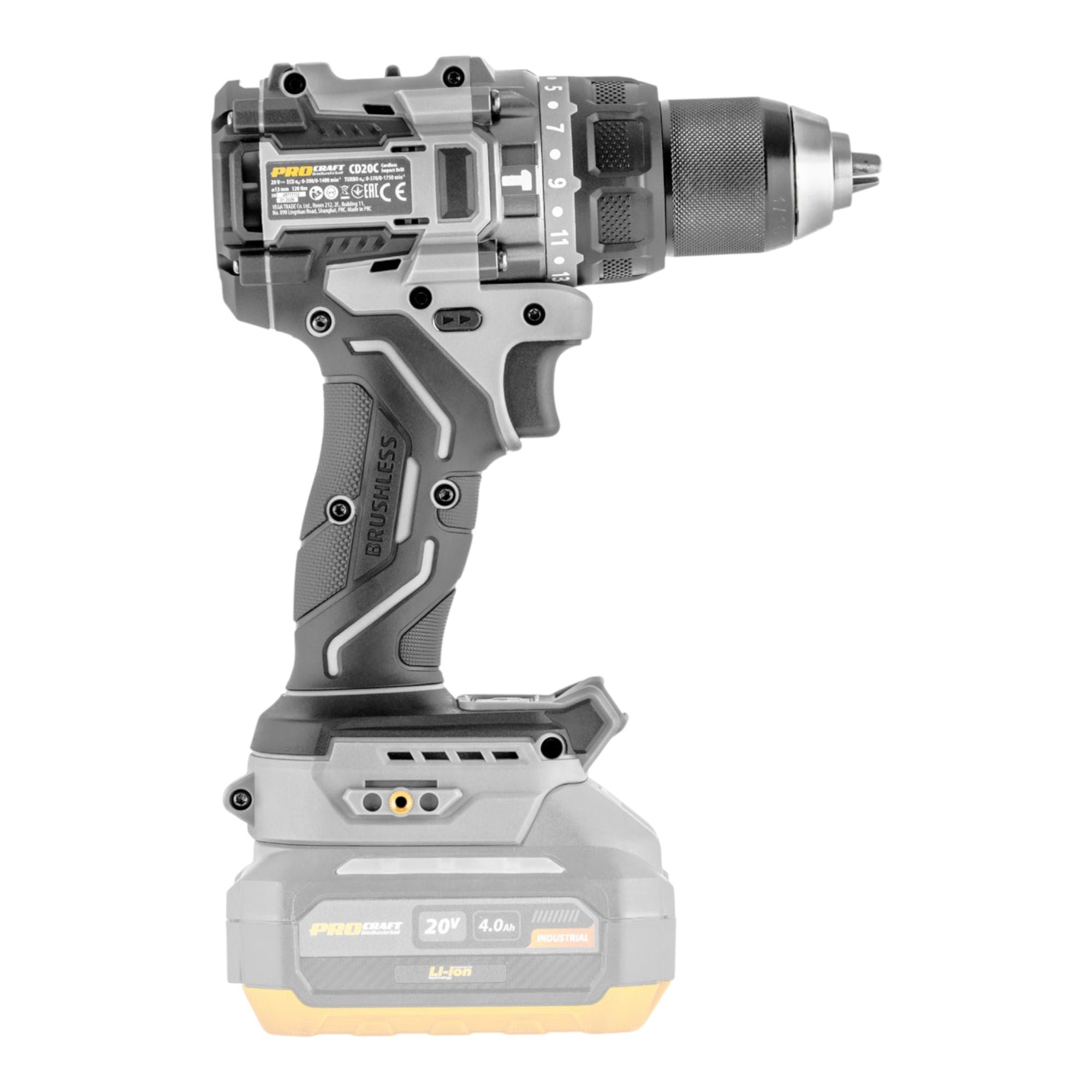 ProCraft Industrial CD20C BB Akku Schlagbohrschrauber 20 V 120 Nm Brushless 2x Akku 4 0 Ah Ladegeraet 4 - toolbrothers