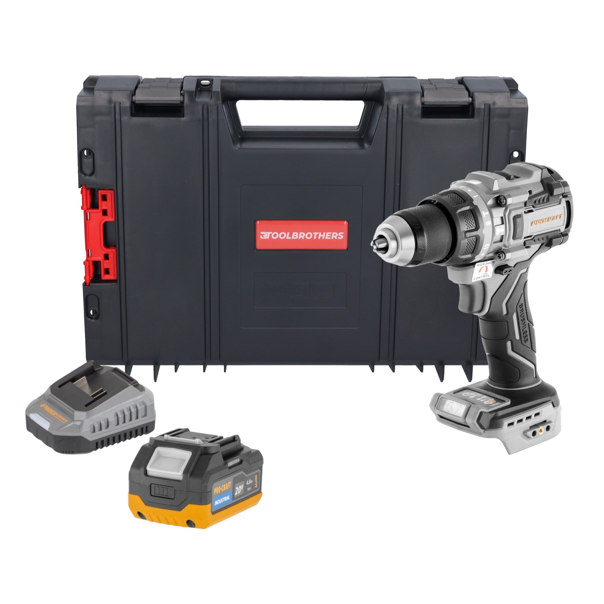 ProCraft Industrial CD20C BB Akku Schlagbohrschrauber 20 V 120 Nm Brushless 1x Akku 4 0 Ah Ladegeraet RHINO Toolcase 0 - toolbrothers