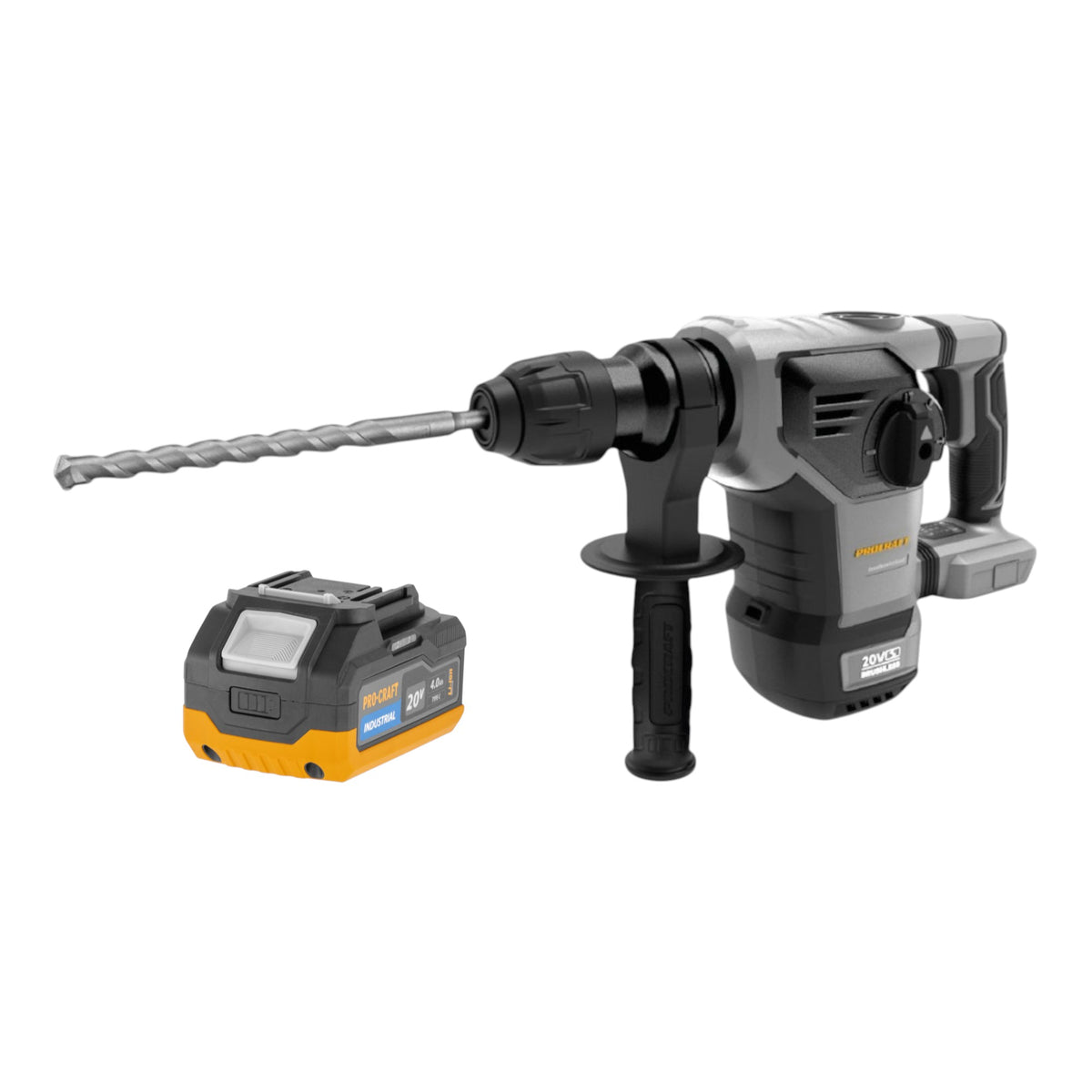 Młotek udarowo-wiertarski Procraft Industrial HD20B-BB-C 20 V 5 J SDS plus Brushless + walizka – bez akumulatora, bez ładowarki