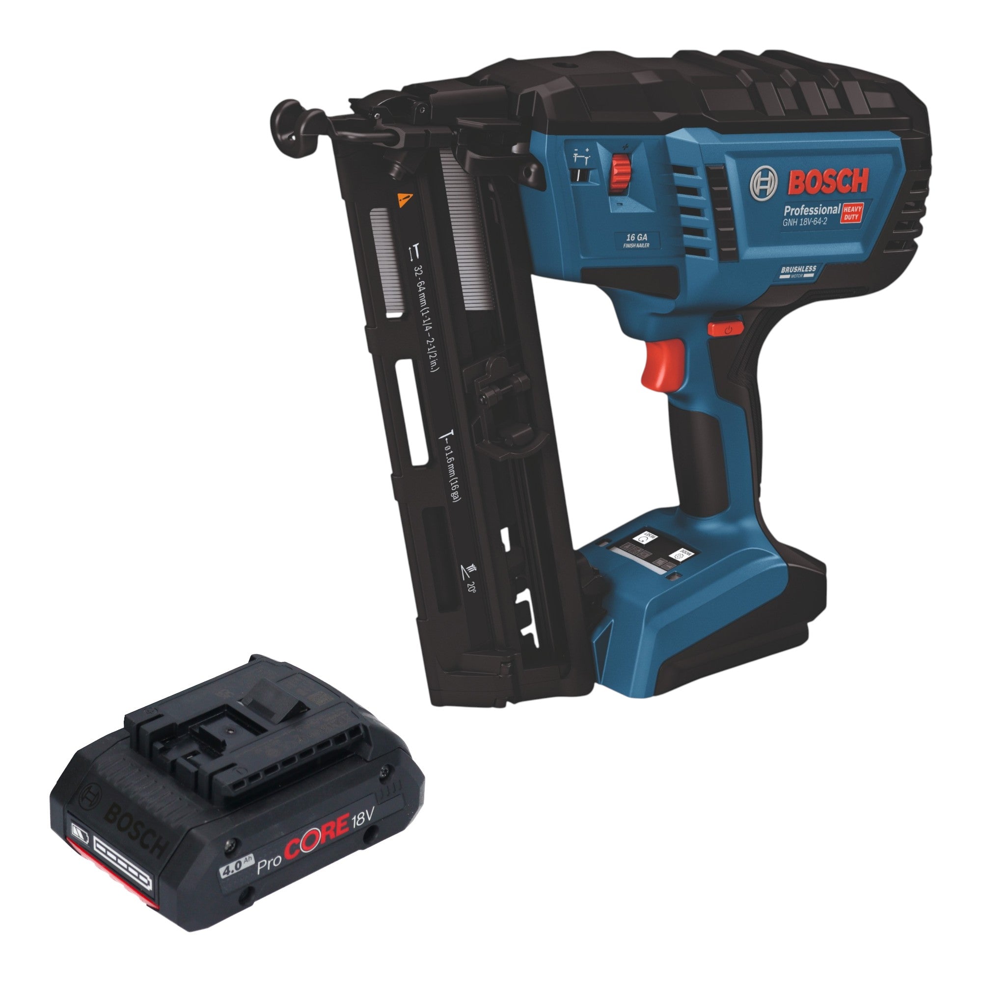 Bosch GNH 18V 64 2 Professional Akku Holznagler 18 V 1 6 x 32 64 mm Brushless 1x ProCORE Akku 4 0 Ah ohne Ladegeraet 0 - toolbrothers