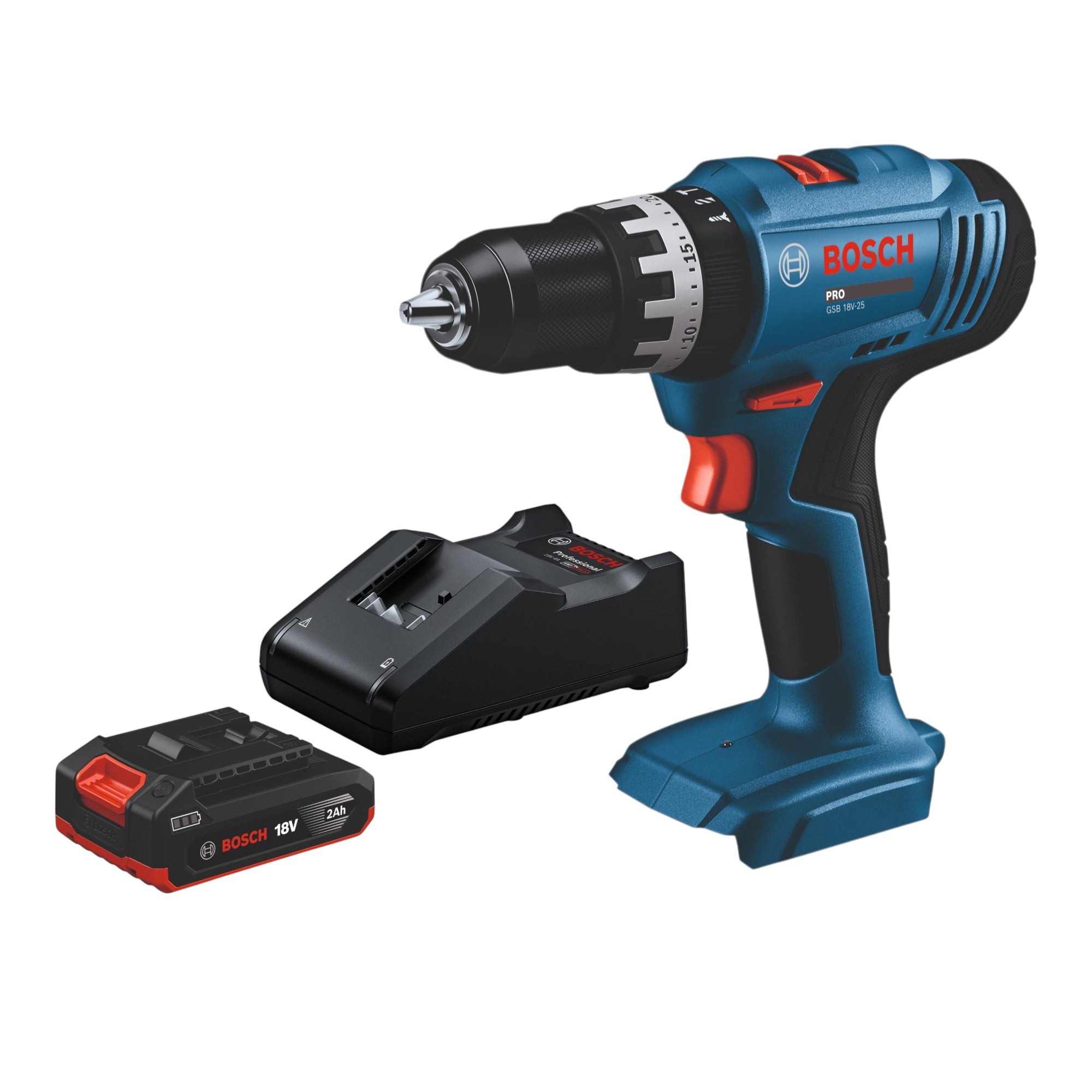 Bosch GSB 18V 25 Professional Akku Schlagbohrschrauber 18 V 56 Nm 1x Akku 2 0 Ah Ladegeraet 0 - toolbrothers