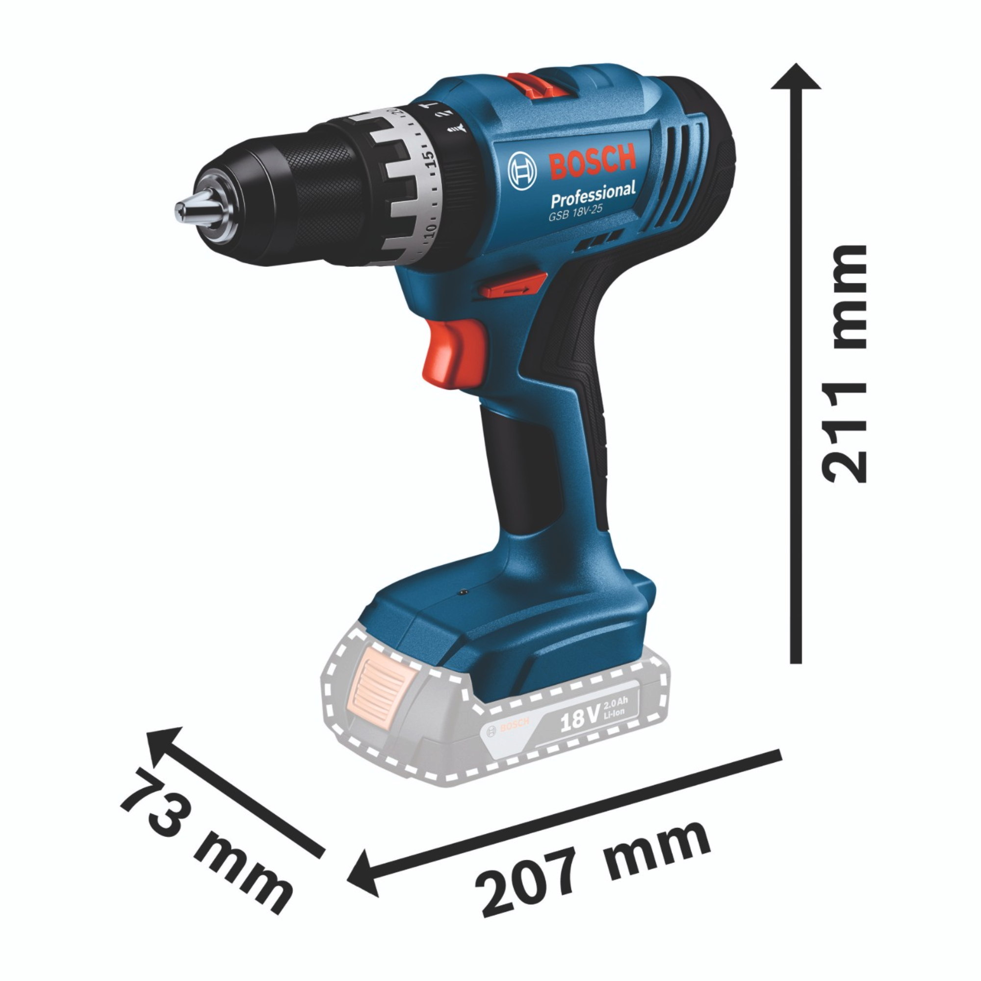 Bosch GSB 18V 25 Professional Akku Schlagbohrschrauber 18 V 56 Nm 1x Akku 2 0 Ah L Case ohne Ladegeraet 1 - toolbrothers