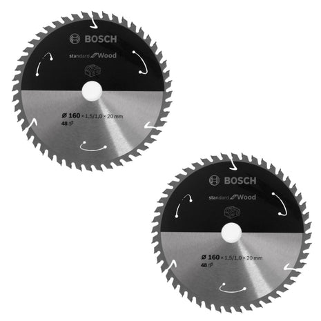 Bosch Kreissägeblatt Standard for Wood 160 x 1,5 x 20 / 15,875 mm 48 Zähne (2x 2608837678 ) - Toolbrothers