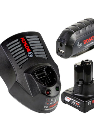 Bosch USB Power Set 12V 1x 6,0Ah Akku + Ladegerät + GAA 12V Akku USB Ladegerät Aufsatz Adapter - Toolbrothers