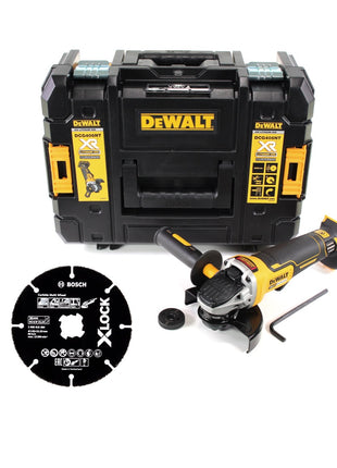 Amoladora angular a batería DeWalt DCG 405 FNT 18V 125mm sin escobillas + disco de corte + TSTAK - sin batería, sin cargador