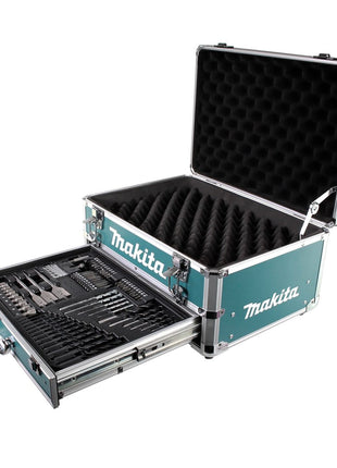 Makita X4 Alu Werkzeug Schubladen Koffer mit Universaleinlage + 70 tlg. Bit Bohrer Set