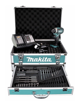 Makita DTD 152 SFX4 Akku Schlagschrauber 18V 165Nm 1/4" + 1x Akku 3,0Ah + Ladegerät + 70tlg. Bit Bohrer Set + Koffer