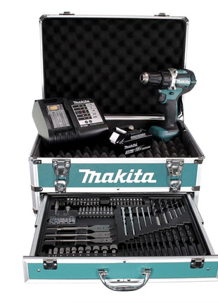 Makita DDF 484 SFX4 Akku Schlagschrauber 18V 54Nm Brushless + 1x Akku 3,0Ah + Ladegerät + 70tlg. Bit Bohrer Set + Koffer