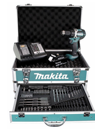 Makita DDF 484 SGX4 Akku Schlagschrauber 18V 54Nm Brushless + 1x Akku 6,0Ah + Ladegerät + 70tlg. Bit Bohrer Set + Koffer