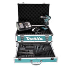 Makita DDF 483 SMX4 Akku Bohrschrauber 18V 40Nm Brushless + 1x Akku 4,0Ah + Ladegerät + 70tlg. Bit Bohrer Set + Koffer