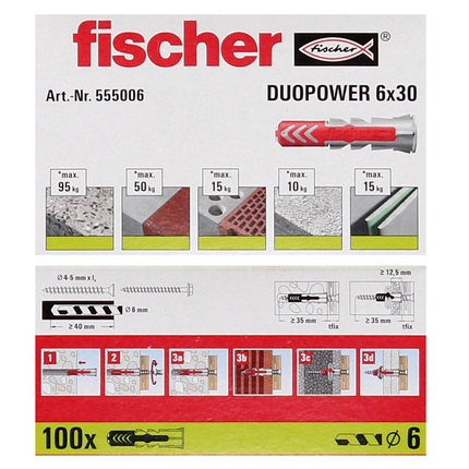 Fischer Spreizdübel DUOPOWER 6x30mm 100 Stk. ( 555006 )