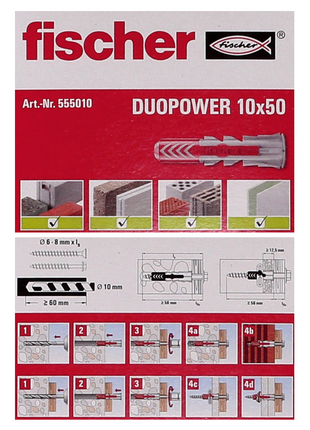 Fischer Spreizdübel DUOPOWER 10x50mm 500 Stk. ( 10x 555010 )