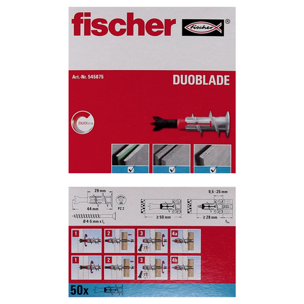 Fischer Gipskartondübel DUOBLADE 44mm 500 Stk. ( 10x 545675 )
