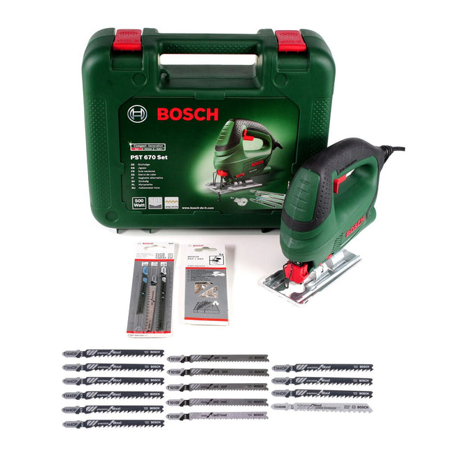 Bosch PST 670 (CT) Heimwerker Stichsäge 500W + 18x Stichsägeblätter + Koffer
