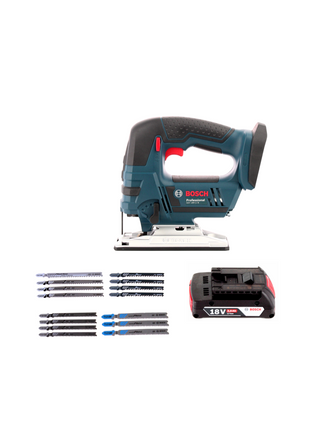 Bosch GST 18 V-LI S Akku Stichsäge 18V + Stichsägeblatt Set 15tlg. + 1 x Akku 2,0Ah + L-Boxx - ohne Ladegerät